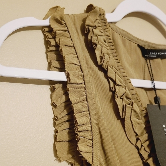 Zara Woman | Khaki Green/Brown Sleeveless Mini Dress (Size XS) - Picture 5 of 14